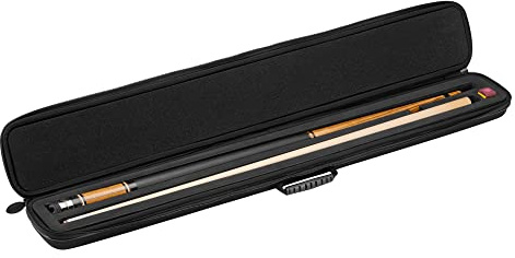 Casemaster Parallax Pool Cue Case, Holds 1 Butt and 1 Shaft, Foam-Lined Pool Stick Case, 600D Oxford Fabric, Chalk Holder, Black