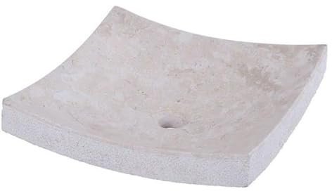 Vasque à poser carrée design zen 40cm finition intérieure lisse, finition extérieure points. Vasque carrée marbre à poser CREME