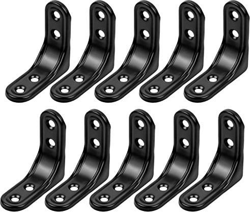 10 Stk Winkelverbinder 50x50mm Winkel Klammern Möbel Eckwinkel Metallwinkel 90 Grad L-Form Regalträger Regalhalterung für Anbau Winkel Bracket Tabelle Stuhl Bücherregal Fest Verbunden Schwarz 4 Löcher