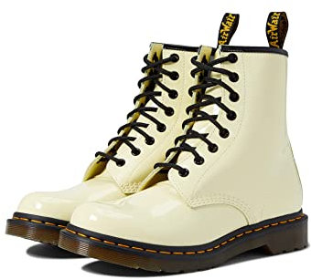 Dr. Martens 8 Eye Boot, Damenstiefel, Toile Cream Lack Lamper, 37 EU