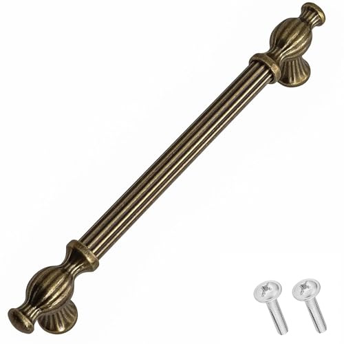 Decoranddecor Verna Traditional T-bar Antique Style Cabinet Pulls Drawer Handles Zinc (128mm Hole Center, Antique Brass)