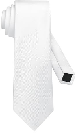 DecTwig Men's Ties Solid Color Formal Neckties 3.15 (8CM) White Ties For Men