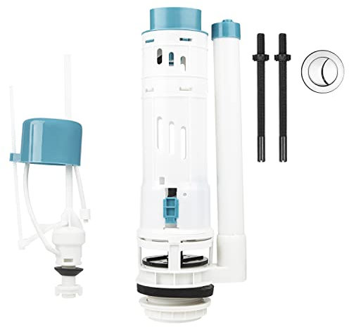 Ultra White Dual Flush Valve Toilet Cistern Outlet Kit Toilet Cistern Replacement Water Cabinet WC Drainage System 32Cm Height for 2 Inch Outlets Full Kit Parts and 2 Push Button Replacements