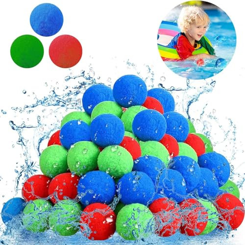 Wasserbomben Set Splash Bälle, 24 Stück Baumwoll Wasserbälle, Wiederverwendbar Wasserbomben Bälle, Wasserballons, Baumwoll Wasserbomben, Wiederverwendbare Wasserbälle, Wasserbomben Wiederverwendbare
