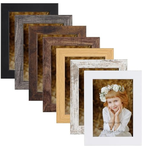 Vasemouh Cornice 13x18 in Legno,7 Cornici Rustiche Multicolori per Decorare l'ufficio, il Soggiorno o la Camera da letto