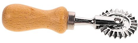 COHEALI Pastry Wheel Biscuit Mold with Wooden Handle Embossed Cookie Suitable for Cakes Bread Candy and Fruit Easy to Clean and Store Wheel Shape Baking Tool