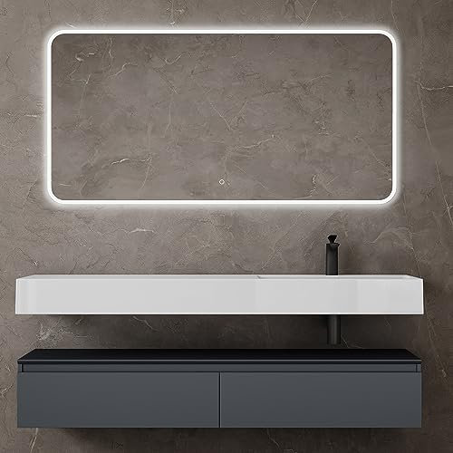 maimai Mobile Bagno Sospeso, Mobile da Bagno con Lavabo con Cassetti a Chiusura Soft-Close, Antracite opaco, Larghezza: 150cm