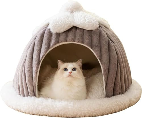 Katzenhöhle Katzenbett Waschbar Katzenschlafplatz Für Katzen Cute Moster Plüsch Haustier Katzenkopfkissen Katzenhaus Katzenkissen Flauschiges Kätzchen Welpen Kuschelbett Haustierbett (Color : Grau,