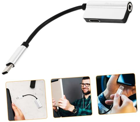 jojofuny Adaptateur pour Casque USB-c vers Jack 3, 5mm Argenté | Alliage D’aluminium et Abs, Appels Pendant la Charge, Transmission Audio Stable, Design Mini Compact