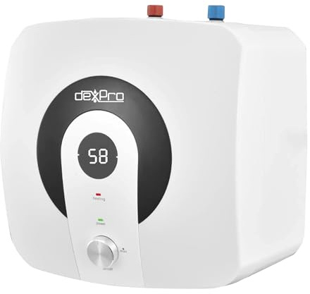 DeXpro 2kW Undersink Unvented Water Heater, Rapid Heat Up, Enamel Coating, Rust Proof, Corrosion Resistant, Insulated Tank, Digital Temperature Display for Residential and Commercial Use, 6 Litre