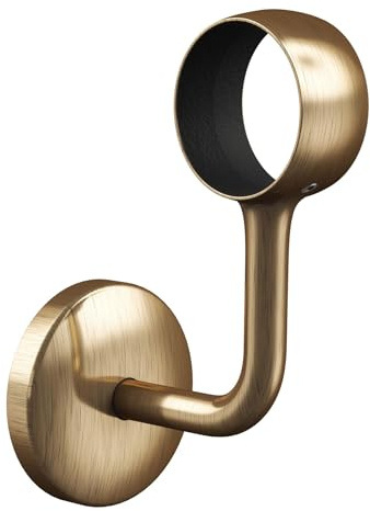 Rothley Handrail Wall Bracket, Covered Fixings, 40mm, Antique Brass | Interior staircase update with a grub screw to secure the pole and an inner plastic guard that prevents scratches.