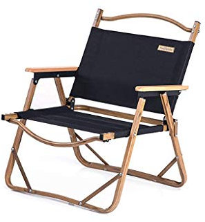 YLQHZW Stühle Quik Chair Tragbarer Klappstuhl Regiestuhl Naturrahmen mit gepolsterter Harter Armlehne für Outdoor-Indoor-Klappstühle, Schwarz