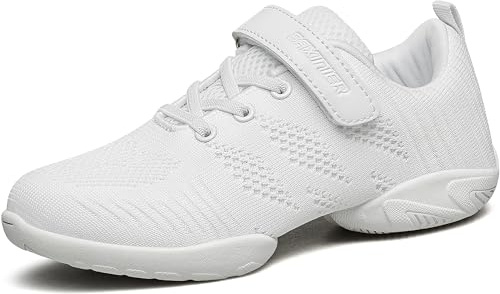 BAXINIER Girls White Cheerleading Dance Shoes - White 1 Little Kid