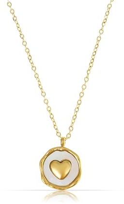 Made by Nami Collier Coeur Femme Acier Inoxydable Doré Pendantif 40-45cm Réglable Chaîne Étanche