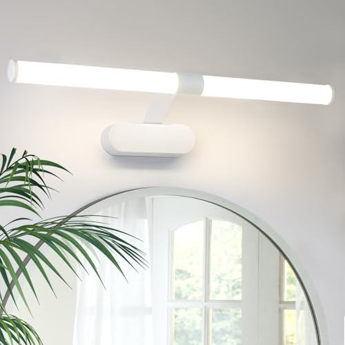 meoaow Spiegelleuchte Bad Led Wandlampe - Badezimmer Lampe 8W Neutralweiß | 4000K Biegen Wandleuchte Spiegel Wasserdicht IP44 Weiß Badlampe Spiegelschrank Beleuchtung 60cm