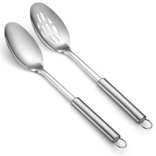 Kochlöffel Set, ReaNea Edelstahl Küche Solid Schaumlöffel, Kochutensilien Set, Mischen, Servieren, Rühren große Löffel, Geschenke für Zuhause, Restaurant