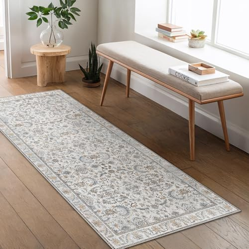 BEIMO Tapis bohème, pour salon, chambre à coucher, vintage, lavable, à poils courts, antidérapant, pour cuisine, 80 x 200 cm