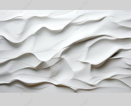 MZOwallpaper Papier Peint Intissé Ondulations De Marbre Blanc Poster Tableaux Muraux Tapisserie Photo Trompe L'Oeil Salon Chambre Art Mural 200Cm(L) X140Cm(H)