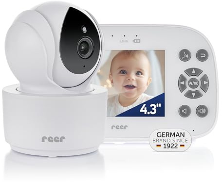 reer BabyCam XL Move | Digitales Video-Babyphone | abhörsichere FHSS-Technologie | 4,3 TFT-Bildschirm | 300m Reichweite | schwenk- & neigbare Kamera | Nachtsicht |Gegensprechfunktion | weiß