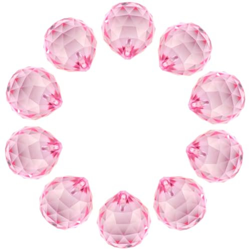 Cozylkx Sfera di Vetro Sfaccettata in Cristallo, 10 Pezzi da 15 Mm, Prismi di Cristallo, Ciondoli Appesi, Acchiappasole, Arcobaleno, per Decorazioni da Giardino