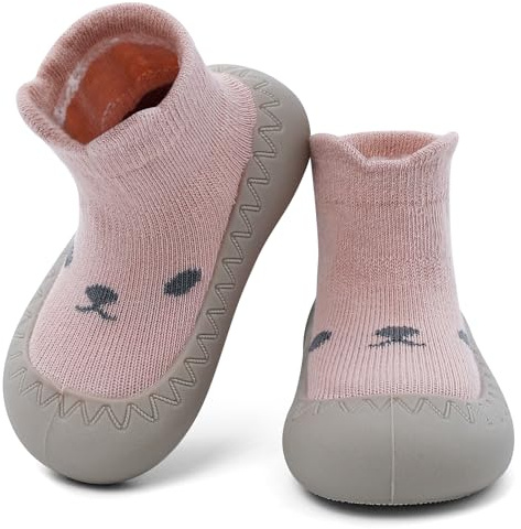 LACOFIA Zapatos Calcetines Primeros Pasos Bebé Niños Niñas Calcetines Antideslizantes Bebé con Suela de Goma