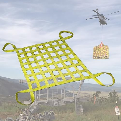 Lifting Hoisting Hanging Net - Polyester Lifting Nets, Sturdy Load-bearing Material Handling Belts, Truck/Trailer/Cargo Net, Heavy Duty Rigging Strap For Lifting And Towing(2 X 2M/Mesh/15cm/