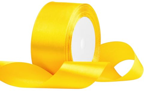 OUTPGAGA Gelb Satinband 40mm x 22m Geschenkband für Hochzeit Basteln | Schleifenband für Geschenkverpackung Verzieren von Blumensträußen, Haarschmuck und Kleidung, Schleifen, Geburtstage