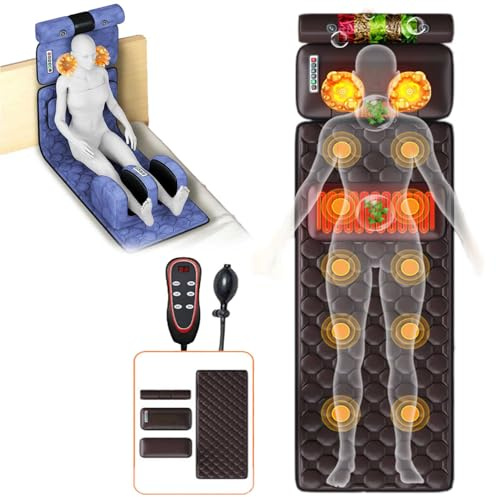 Masajeador, Colchonetas de Cuerpo Completo, Tracción de Cintura con Airbag, Colchón Eléctrico de 9 Masajes, Masajeador de Cuerpo Completo para Cuello y Espalda, Músculo de Pantorr