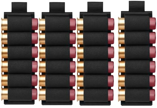 Striscia porta cartucce tattica da caccia con gancio e passante, 6 colpi, con retro adesivo per calibro 12