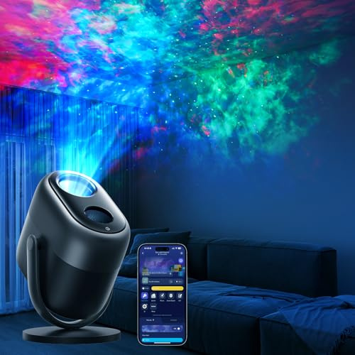 Govee Star Projector Light LED, RGBW 7-Zone Nebula Effect Light Projector Works with Matter Alexa, 50m² Coverage, 50+ Scenes, Smart Timer & 18 White Noise for Bedroom, Living and Kid's Room Home Decor