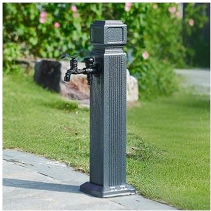 HBOOMOEM Fontana da Giardino in Stile Antico，Colonna d'Acqua Verticale Cilindrica in Acciaio Inox per Esterni，Adatto per L'Irrigazione E Il Lavaggio di Ville E Giardini.(65cm/25.6in,C)