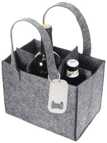 Fjquamitix Grauer Bierflaschen-Träger für 6 Flaschen mit Öffner,Praktische Biertasche für Partys & Feste Bierliebhaber, Robust & wiederverwendbar