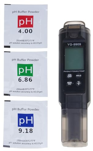 Misuratore digitale 5 in 1 Misuratore di temperatura di salinità Accurato Tester dell'acqua con retroilluminato per acquari Analizzatori di parametri multipli