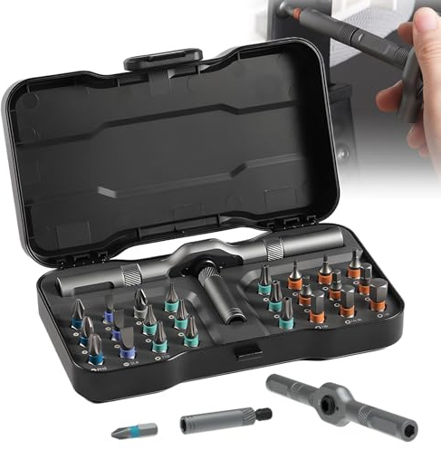 24 in 1 Magnetic Screwdriver Set, 2025 New DIY Ratchet Screwdriver Set, with Detachable Ratchet Handle, Portable Repair Tool Kit for Computer, Eyeglass, Bicycles, Furniture and DIY (1PCS)