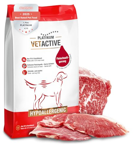 PLATINUM – hundmat VETACTIVE allergiframkallande från köttjuicekokning – 5 kg hundmat torrt näringsrikt som fat – särskilt välsmakande hundfoder för hundar med intolerans