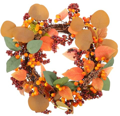 Hemobllo Künstlicher Herbst Dekokranz mit Beeren und Blättern Herbstliche Thanksgiving Türdekoration Dekorativer Hängender Kranz für Party und Hauswand | Türdeko Haustür, Türkranz Außen für Herbst und Feier, Langlebig, Festlicher Akzent