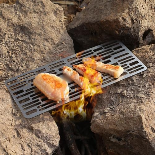 Griglia per barbecue in acciaio inox, antiaderente, riutilizzabile, 24 x 10 cm, resistente al calore, per campeggio e picnic