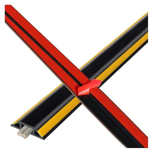 Canaleta Cables Suelo, Pasacables Suelo, Obras de construcción, ocultador de Cables de PVC, Edificios comerciales, línea Amarilla fácil de Instalar, con Adhesivo, 1 10 15 m