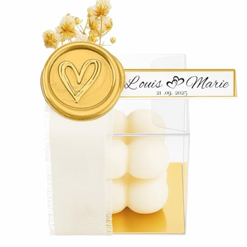 10 x Personalisierte Bubble Kerzen Gastgeschenke | Elegante Hochzeitskerzen im Set | Verlobungsgeschenke | Individuelle Sojawachs Kerzen. Set mit 10. Schön dass Du Da Bist Kerze.