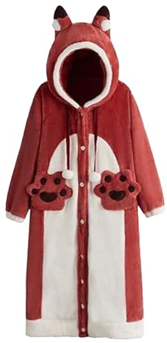 Vhersily 2025 Couvertures Portables à Capuche Renard Jolie Couverture Chaude à Manches Confortable Hiver Femme Pisolino Cardigan Polaire Hip Hop, Gilets de Couple, Veste épaisse en Coton Thermique