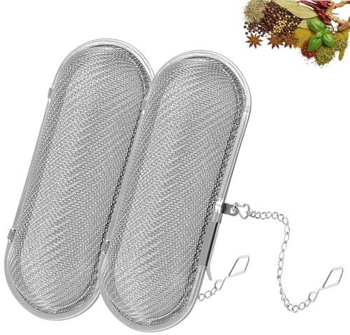 Fahibin 2Pcs Filtros De Té Con Cadena, Colador de Especias para Cocinar, Filtro de Té de Malla Fina con Cadena para Té Suelto, Hierbas y Especias
