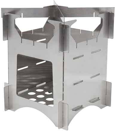 Annadue Poêle à Bois D'extérieur en Acier Inoxydable, Poêle à Bois de Camping Portable 3,9 X 3,9 X 5,0 Pouces, Mini Cuisinière Facile à Ranger pour Randonnée Pique-nique