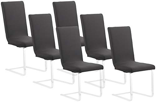 infactory Stretch-Hussen Stühle: 6er-Set Stretch-Stuhlhusse mit Lehne, Oeko-TEX® Standard 100, schwarz (Sitzhussen, Stuhlverkleidung, ohne)