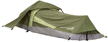 Lumaland Where Tomorrow Solo-Zelt Pop Up Wurfzelt 1-Personen-Zelt - Rechteck - 220x80x50 cm - Camping Festival - Ultraleicht, kleines Packmaß, wasserdicht, robust - Grün