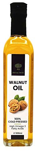 Walnussöl 500 ml Hortus Verdi - Kaltgepresst - 100% natürlich - Glasbehälter - RAW VEGAN - Saucen - Suppen - Glutenfrei - Süßigkeiten - Nachspeisen - Backwaren- Gourmet (500)