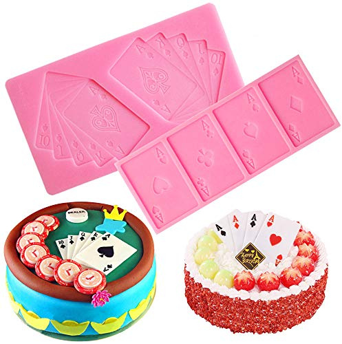 WonDerfulC 2 moldes de silicona para cartas de juego, para fondant, arcilla y jabón, moldes para tartas
