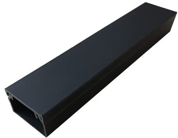 Self Adhesive Electrical Cable Mini Trunking PVC TV Tube Wire Conduit Tidy Plastic Cover Organiser Management Duct Ducting White Brown Black Silver Red Multi Size (25mm x 16mm x 1m, Black)