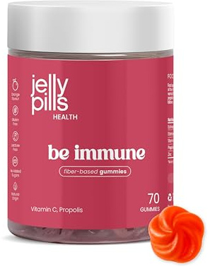 Jelly Pills Gominolas de Vitamina C con Zinc y Propóleo - Fuente de Antioxidantes - 70 Gummies Veganas - Sin Azúcares Añadidos - Sabor Naranja Natural - Sistema Inmunológico y Defensas