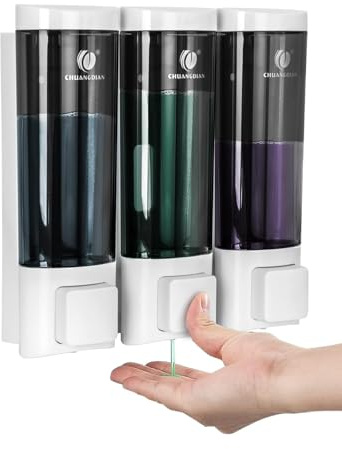 Triple 200ML Soap Dispenser Bathroom Wall Mounted Shower Gel Shampoo and Conditioner Dispenser Kitchen Dish Detergent Container Hand Body Wash Liquid Soap Dispenser for Home Hotel Restaurant