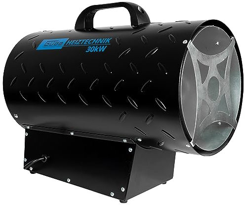 Güde Gasheizgebläse GGH 30 R (220-240 V, 18000-30000 W Heizleistung, 1000 m³/h Gebläseleistung, stufenlose Heizregelung (15477-25795 kcal/h), Piezozündung, 700mbar Druckminderer, 1,5 m Gasschlauch)
